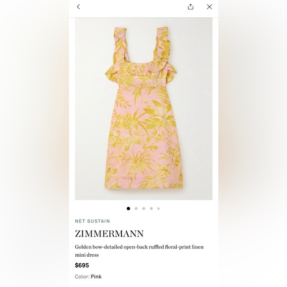 Zimmermann Dresses & Skirts - NWOT ZIMMERMANN Golden bow open-back ruffled floral linen mini dress